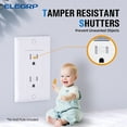 thumbnail image 4 of ELEGRP Decorator Wall Receptacle Outlet, Tamper Resistant 15 Amp Standard Electrical Wall Outlet, Residential Grade, Self-grounding, 125V, Wall Plate Included, UL Listed, Glossy White, 10 Pack, 4 of 11