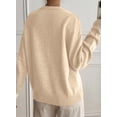 thumbnail image 6 of DOKOTOO Women's Long Sleeve Knit Sweater Top Crew Neck Lightweight Sweaters Layered Button Detail Pullover Shirt for Work Office S-2XL, 6 of 10