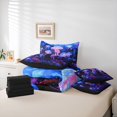 thumbnail image 6 of jejeloiu Neon Jellyfish Print 7 Pieces Full Size Bedding Sets,Ocean Theme Full Size Bed in a Bag For Boys,Blue Purple,Black Reversible, 6 of 7