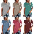 thumbnail image 2 of Women Casual Solid T-Shirts Summer Lady Short Sleeve Loose Tops Blouse Shirts, 2 of 3
