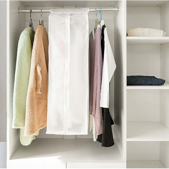 Housse de Vêtement Suspendue Sac à Vêtements Respirant pour Garde-Robe Armoire, Protecteur de Vêtements Suspendu Transparent 43,31 Pouces Sac Suspendu Antipoussière avec Fermeture Éclair Intégrale