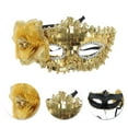 thumbnail image 3 of Unique Bargains 1 Pc Floral Sequins Half Face Party Mask for Masquerade Party Gold Tone, 3 of 4
