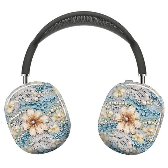 Protective Cover for AirPods Max Beach Ocean Wedding Lace Florals Pearls=6 Headphones Aesthetic Print Snap On Cases