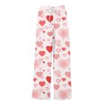thumbnail image 4 of Women's Fashion Pocket Valentine's Day Print Stretch Adjustable Drawstring Wide Leg Pants, Elastic Waist Holiday Pants, Casual Lounge Wear for Women,Pink,XL, 4 of 6