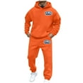 thumbnail image 3 of Jogging Suits for Men Hoodie and Sweatpants Set Sweatsuits Cozy Hooded Sweatshirt Sweatpants Set Fall Winter Outfits, Orange, Size L, 3 of 7