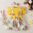 thumbnail image 2 of EnJoCho Elephant Baby Girl Girl Clothes Romper Floral Suspender Dress Ruffle Sleeve Outfit Jumpsuit Headband Set 0-18M Little Children Trendy Clothing Set 6-9 Months, 2 of 9