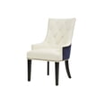 thumbnail image 2 of Chic Home Gilbert Dining Side Chair Button Tufted PU Leather Velvet Polished Brass Nailheads Espresso Finished Wooden Legs, Modern Transitional, Navy – White, 2 of 4
