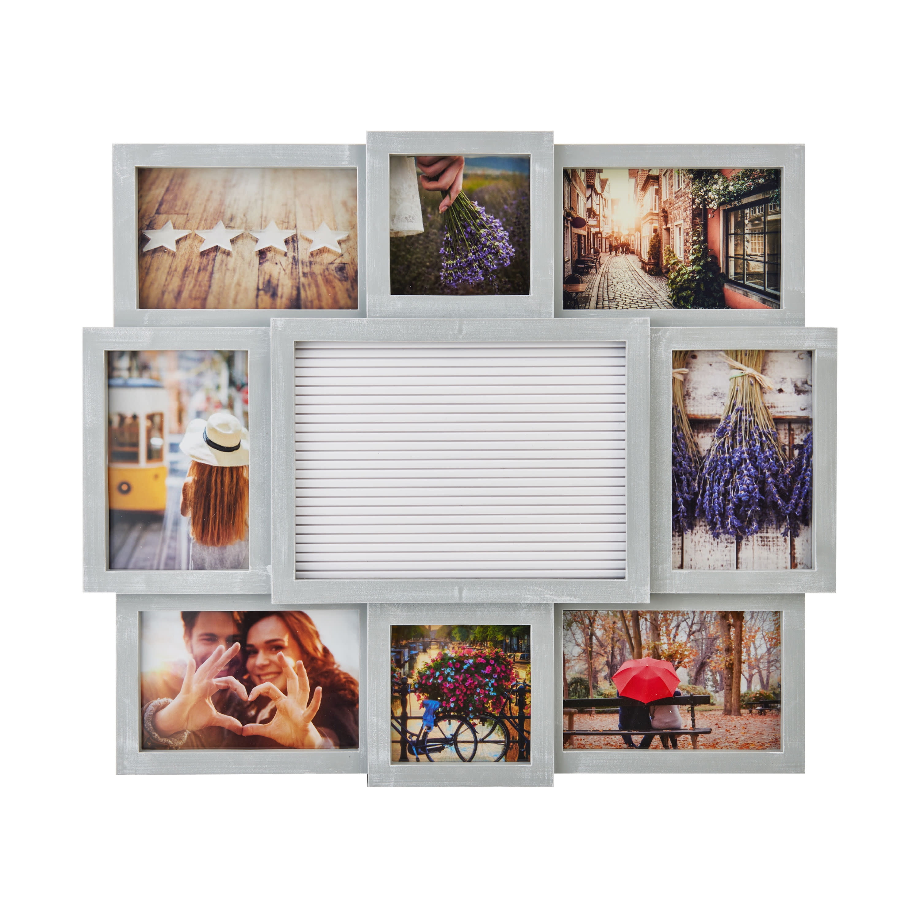 #Black 19-Inch-by-17-Inch MELANNCO Customizable Letter Board with 8-Opening Photo Collage