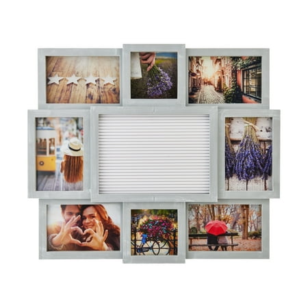 Melannco 19 by 17-inch Frame 8 Opening Collage with Pin Board  Gray