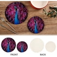 thumbnail image 4 of SKYSONIC Colorful Purple Peacock Trivet Round Hot Pads, Set of 2 Feathers Tail Pot Holder Heat Resistant Trivets Cotton Thread Weave Mats for Kitchen Counter Hot Dishes Pot Teapot Table Decor, 4 of 7