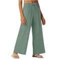 thumbnail image 7 of 2026 Spring Fashion Women's Linen Blend Straight Leg Pants - Summer Drawstring Elastic Waist with Side Pockets, Loose Casual Trouser Pants Trousers, 7 of 7