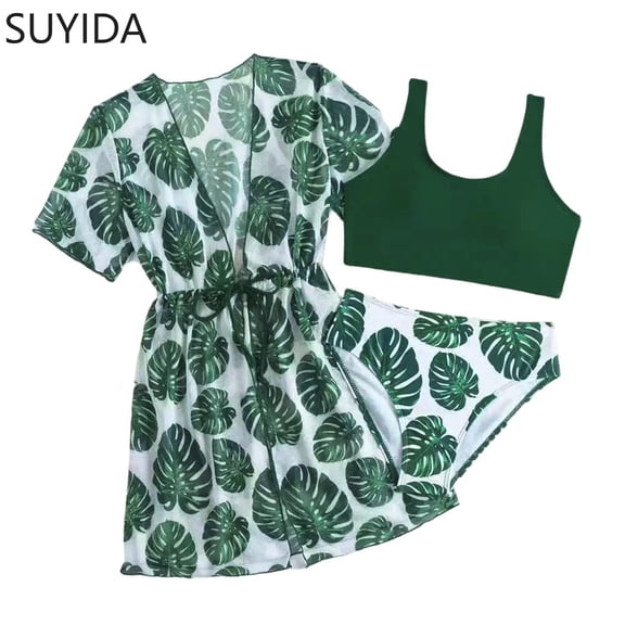 Girls Swimsuits Size 14-16 Rash Guard Modest Bikini Drawstring Bottoms Girls Swimwear Tankini 3-Piece Ruched Color Block Bathing Suit