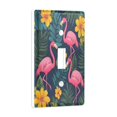 thumbnail image 2 of Yayeee Toggle Light Switch Wall Plate 1-Gang 4.5"x2.7" Home Decorative Outlet Cover, Yellow Floral Flamingo, 2 of 7
