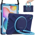 thumbnail image 2 of For Samsung Galaxy Tab S6 Lite 10.4 inch Case, 360 Rotatable Handle Stand, Shoulder Strap, Drop-Proof Design, NavyBlue Blue, 2 of 7