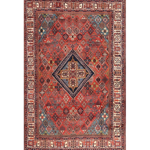 Ahgly Company Indoor Rectangle Traditional Orange Salmon Pink Persian Area Rugs, 4' x 6'