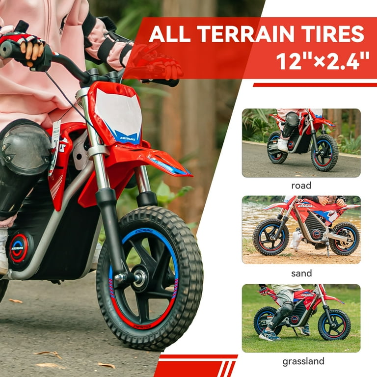 E DUKE/REACH OUT【12inch】 Racing Electric Dirt Bike for Kids, 24V 2.6Ah Motorcycle