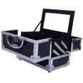 thumbnail image 4 of Makeup Box Train Case Large Storage Capacity Portable Travel Cosmetic Organizer with Compartments and 2-Tier Trays with Mirror, Lockable with Keys - Black, 4 of 9