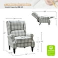 thumbnail image 6 of Tina's Home Vintage Plaid Wingback Manual Push Back Recliner Chair for Living Room Home Theater GREENGUARD Certified Grey, 6 of 8