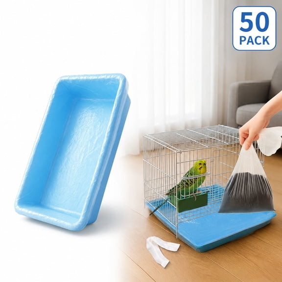 50 Pack Bird Cage Liner Bags Disposable Tray Cleanup Bags for Parrots