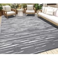 thumbnail image 1 of Findosom 9'x12' Waterproof Stripe Outdoor Rug, Foldable Reversible Plastic Straw Rug, Large Patio Rug for Outdoors, RV, Patio, Backyard, Deck, Picnic, Beach, Camping Gray, 1 of 6