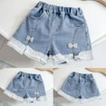 thumbnail image 4 of XBASW Baby Toddler Girl's Summer Jeans Shorts White Lace Denim Shorts Solid Color Elastic Waist Casual Shorts Pants 6M -5T, 4 of 7