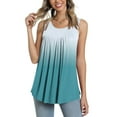 thumbnail image 2 of Summer Saving Wycnly Tank Top for Women Gradient Round Neck Sleeveless T Shirts Loose Flowy Pleated Swing Vest Tunic Blouse Light Blue L Up to 65% off, 2 of 6