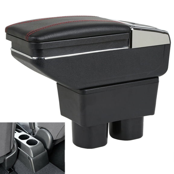 Rotating Car Armrest Storage Box, Leather Console with Cup Holder & Ashtray for 2007-2011 Nissan Versa/Tiida/Latio