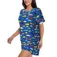 thumbnail image 2 of Kdxio Submarines And Whales Print Pajamas Sets for Women Short-Sleeved Pjs with Lounge Shorts Two Piece Sleepwear S-4XL, 2 of 5