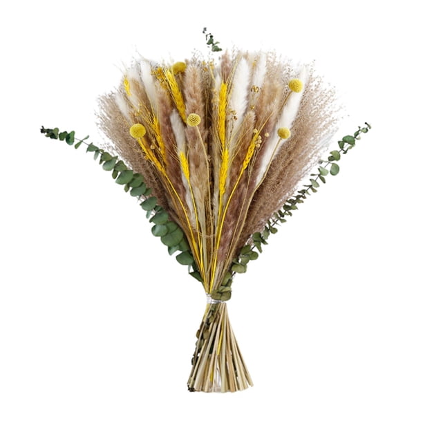 Ramo de mezcla de hierba de pampa natural, ramas de caña, flores secas para jarrón Estilo E
