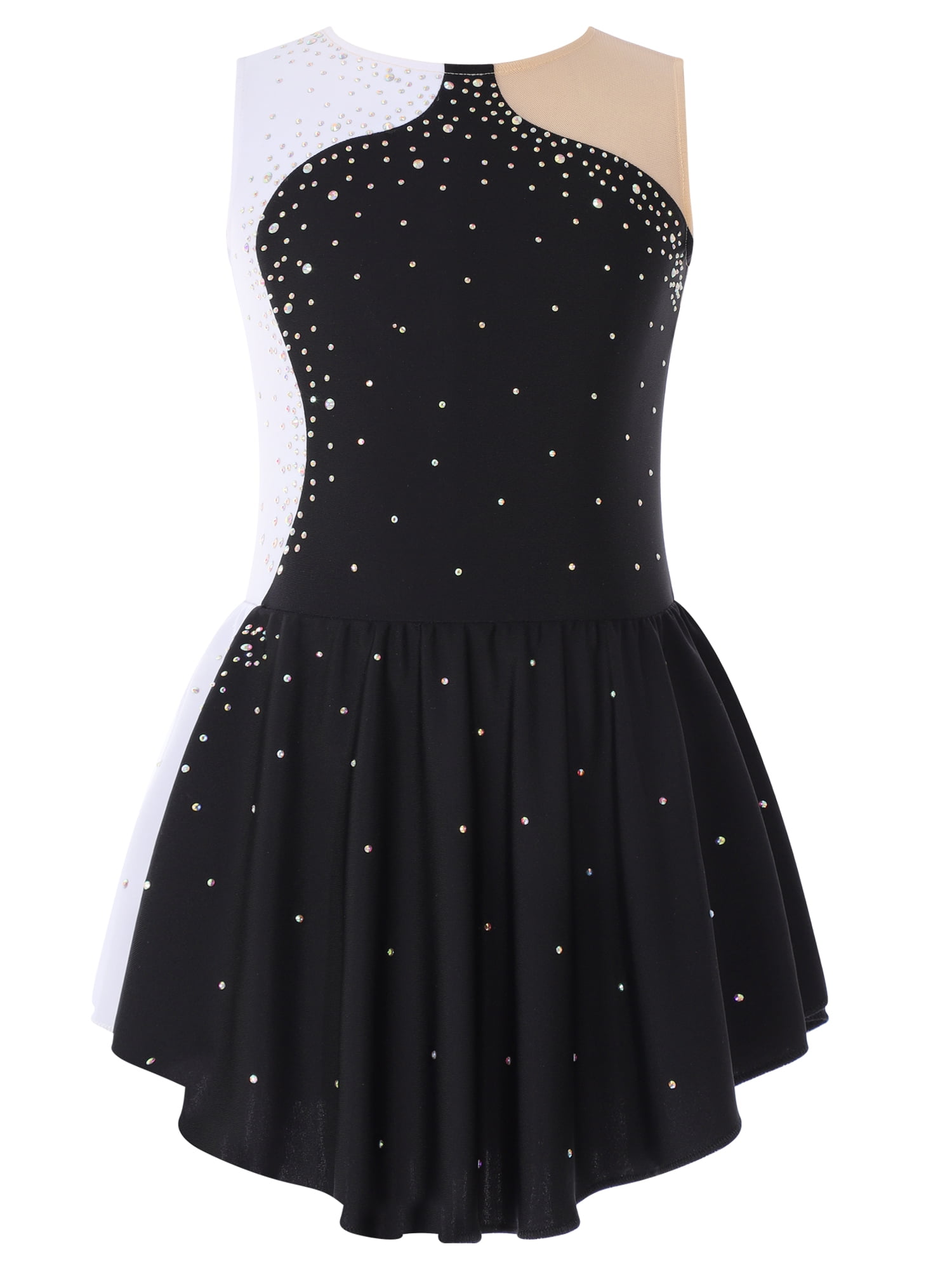 IEFIEL Girls Shiny Rhinestone Figure Skating Dress Ballet Dance