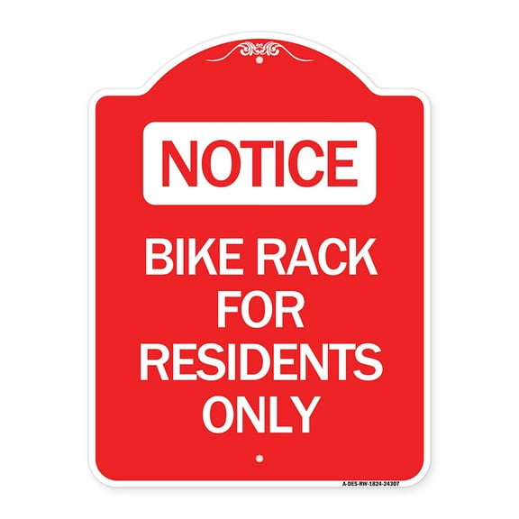 SignMission A-DES-RW-1824-24307 18 x 24 in. Designer Series Sign - Bike Rack for Residents Only, Red & White