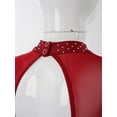 thumbnail image 6 of Hansber Figure Ice Skating Dress for Girls Rhinestone Mesh Long Sleeve Ballet Tutu Leotard Dress for Competitions Burgundy 8, 6 of 7