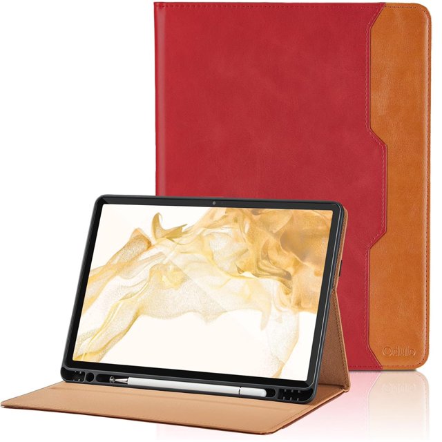 Funda para tablet Oduio Galaxy Tab S8 Plus 12.4" de cuero PU rojo