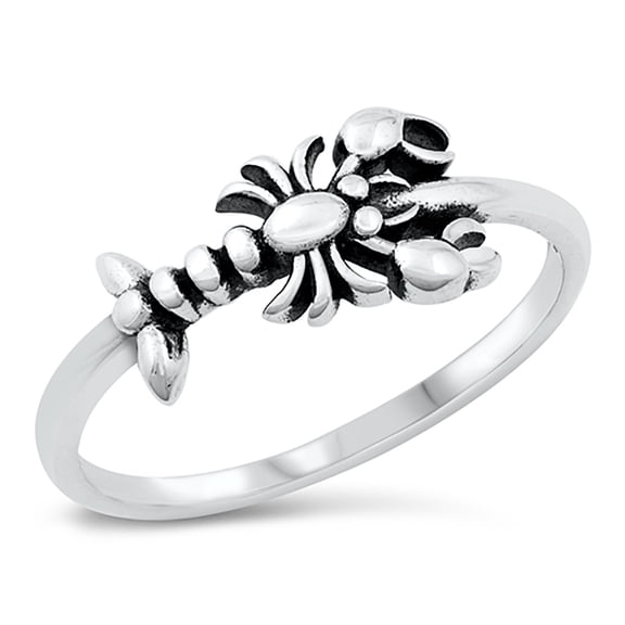 All in Stock Sterling Silver Sideways Lobster Ring Size 8
