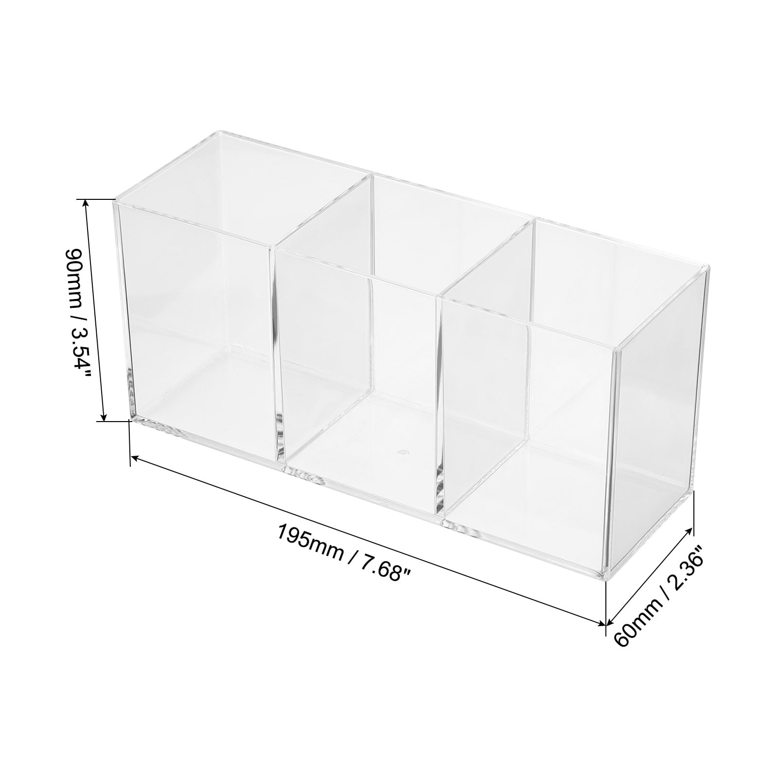 Unique Bargains 3 Compartments Clear Acrylic Pen Holder Pencil Holder Organizer Cup Transparent