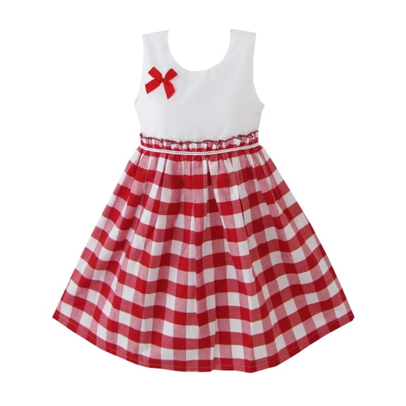 Girls Dress Red Tartan Sundress Kids Clothing 4-5
