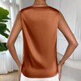thumbnail image 4 of Women's Cowl Neck Camisole, Satin Tank Tops, Dressy Casual Sleeveless Blouse Shirts Sleep Tank Tops for Women Brown S, 4 of 7