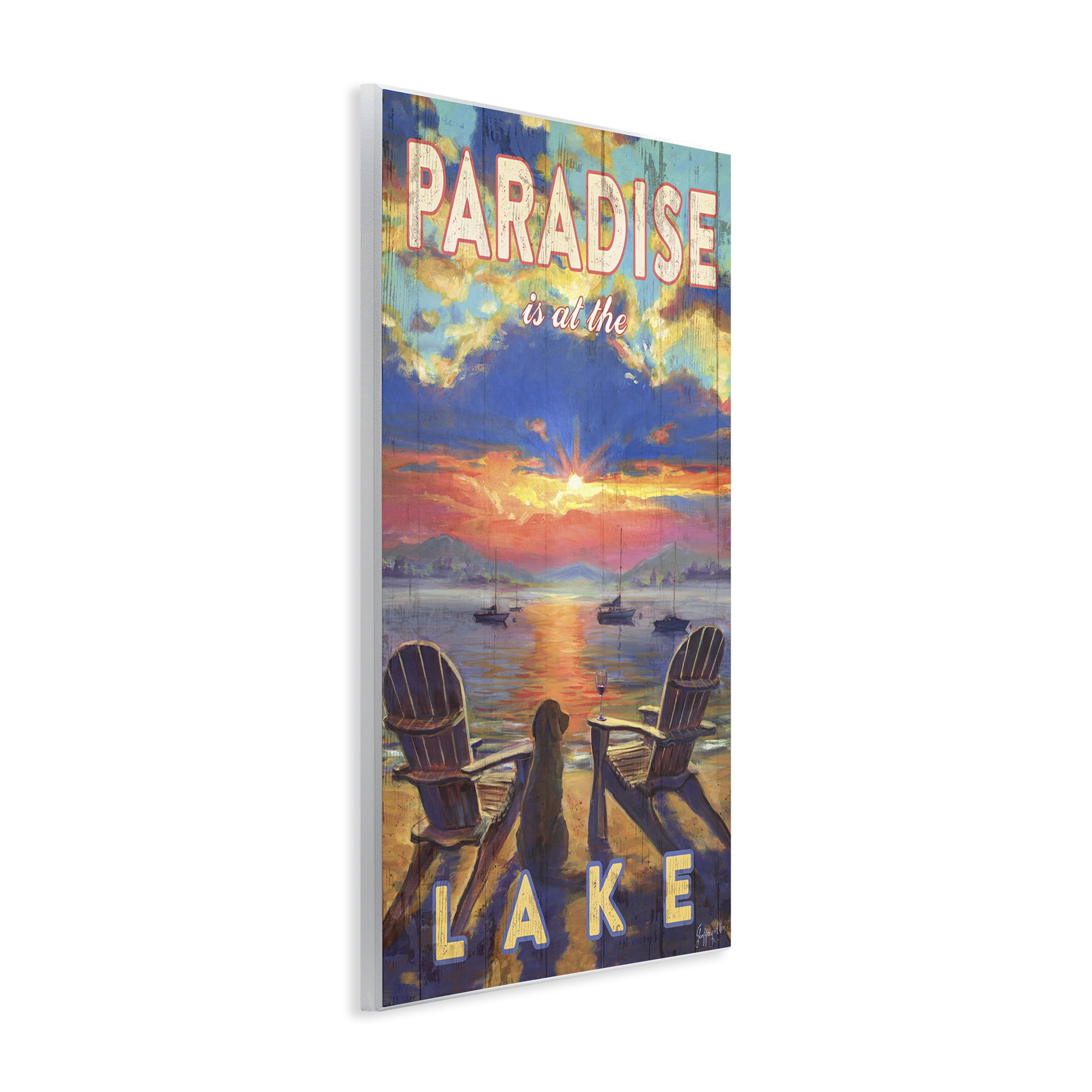 Stupell Industries Paradise At Lake Landscape Landscape & Nature Painting Unframed Art Print Wall Art, 13 x 19