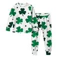 thumbnail image 6 of Girls St Patricks Outfit Sets Green Shamrock Print 2-Piece Outfit Sets Long Sleeve Soft Holiday Outfit Sets for Kids 4-12 Years,Size 13 T, 6 of 9