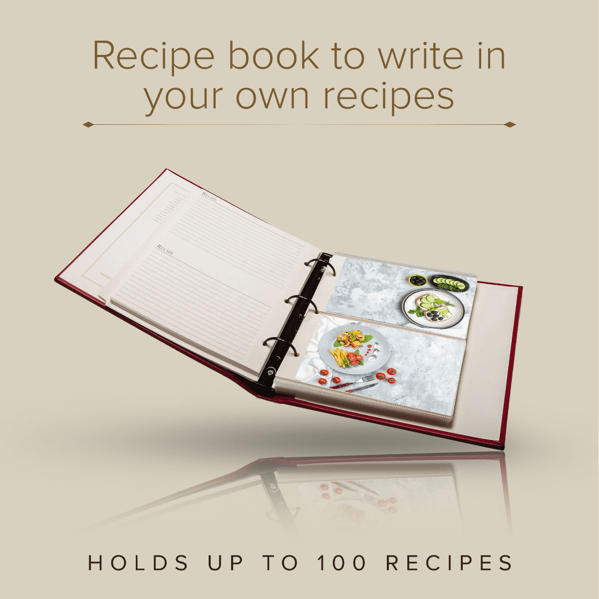 Gallery Leather  Recipe Organizer - Camden Red - 9.25" x 8"