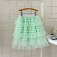 thumbnail image 4 of SonxaHe Little Girl' Skirt Ruffles Polka Tiered Knee-Length Tulle Skirt Children Holiday Party Ballet Dance Skirts Green,Sized 5-6, 4 of 4