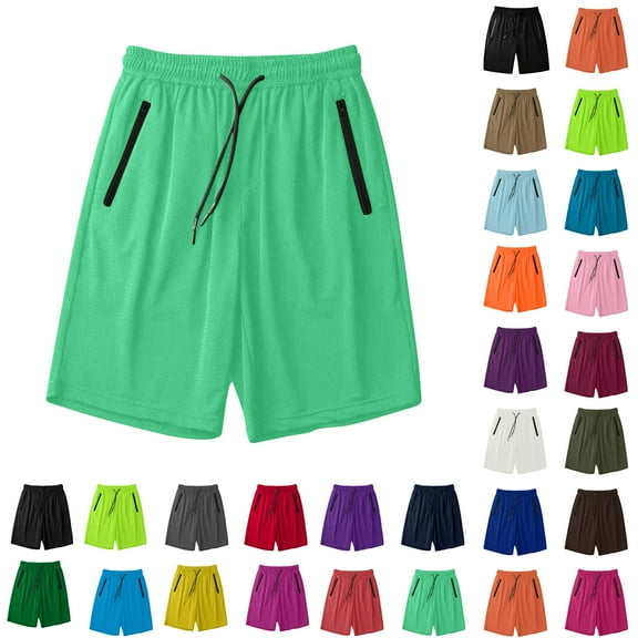 Men's Solid Color 2 Pocket Summer Ice Silk Drying Running Shorts with Zipper Pockets for Women and Men