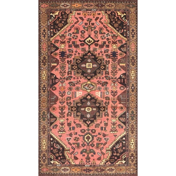 Ahgly Company Indoor Rectangle Traditional Dark Sienna Brown Persian Area Rugs, 8' x 10'