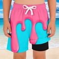 thumbnail image 2 of Miaoju Swimming Trunks for Boys 8-10 Cartoon Printed Short Sleeve Sunsuits Drawstring Fashion Kids Boys Swim Trunks Brief Liner Compression Anti Chafe Little Boys Bathing Suit Swimsuit, 2 of 4