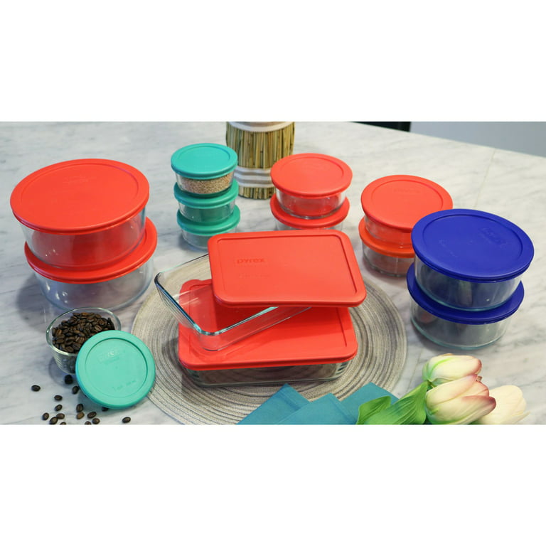 Pyrex Simply Store 12-Piece Glass Storage Set with Assorted Color Lids