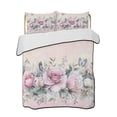 thumbnail image 2 of Pink Roses Floral Twin Size Down Alternative Comforter, Lightweight Comforter Quilt Bedding Set with Pillow Shams Vintage Romance Botanical Flowers All Seasons Bed Comforter Duvet Insert 68"x86", 2 of 7