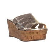 Womens Nine West Victoria Platform Sandals, Gold Leather, 7 US