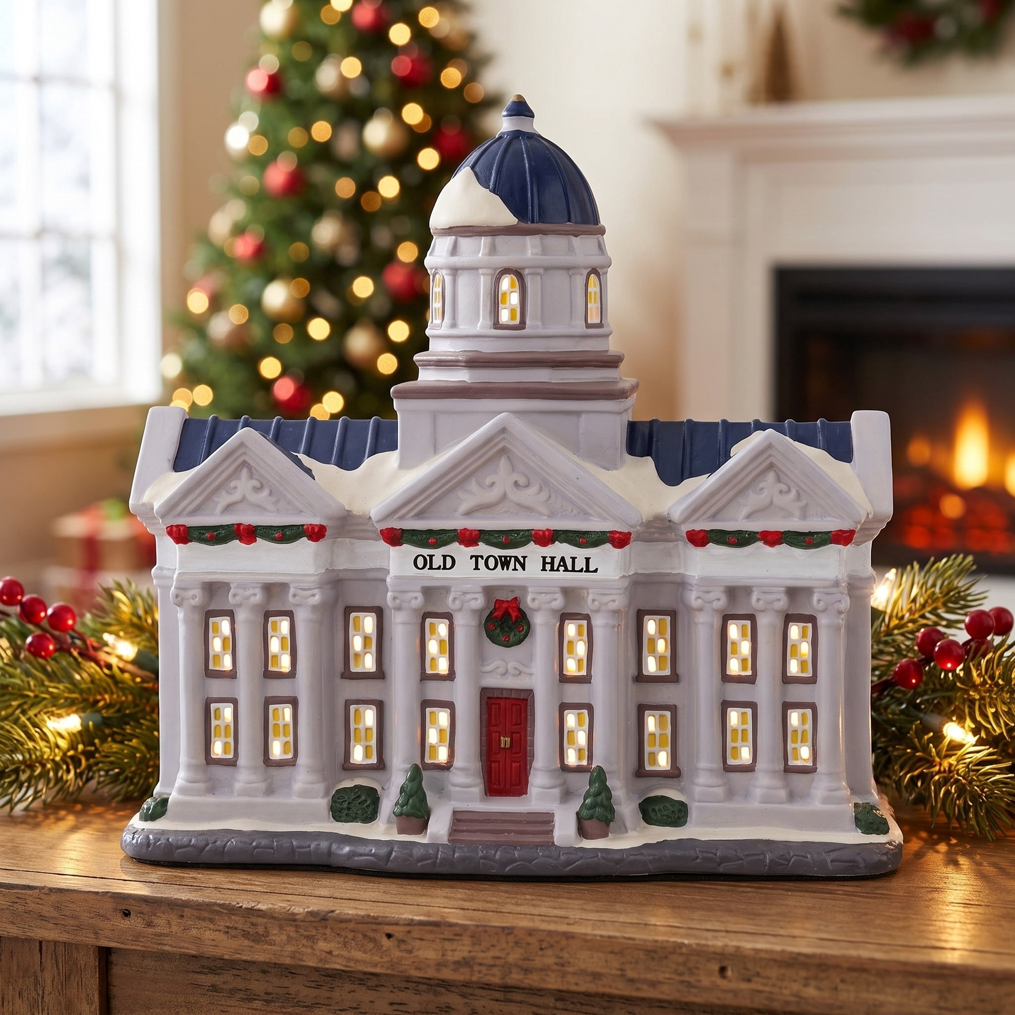 Light-Up Old Town Hall Christmas Village Building, Multicolor, 9.5", by Holiday Time