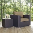thumbnail image 2 of Modern Contemporary Urban Design Outdoor Patio Balcony Lounge Chair, Brown, Rattan, 2 of 4