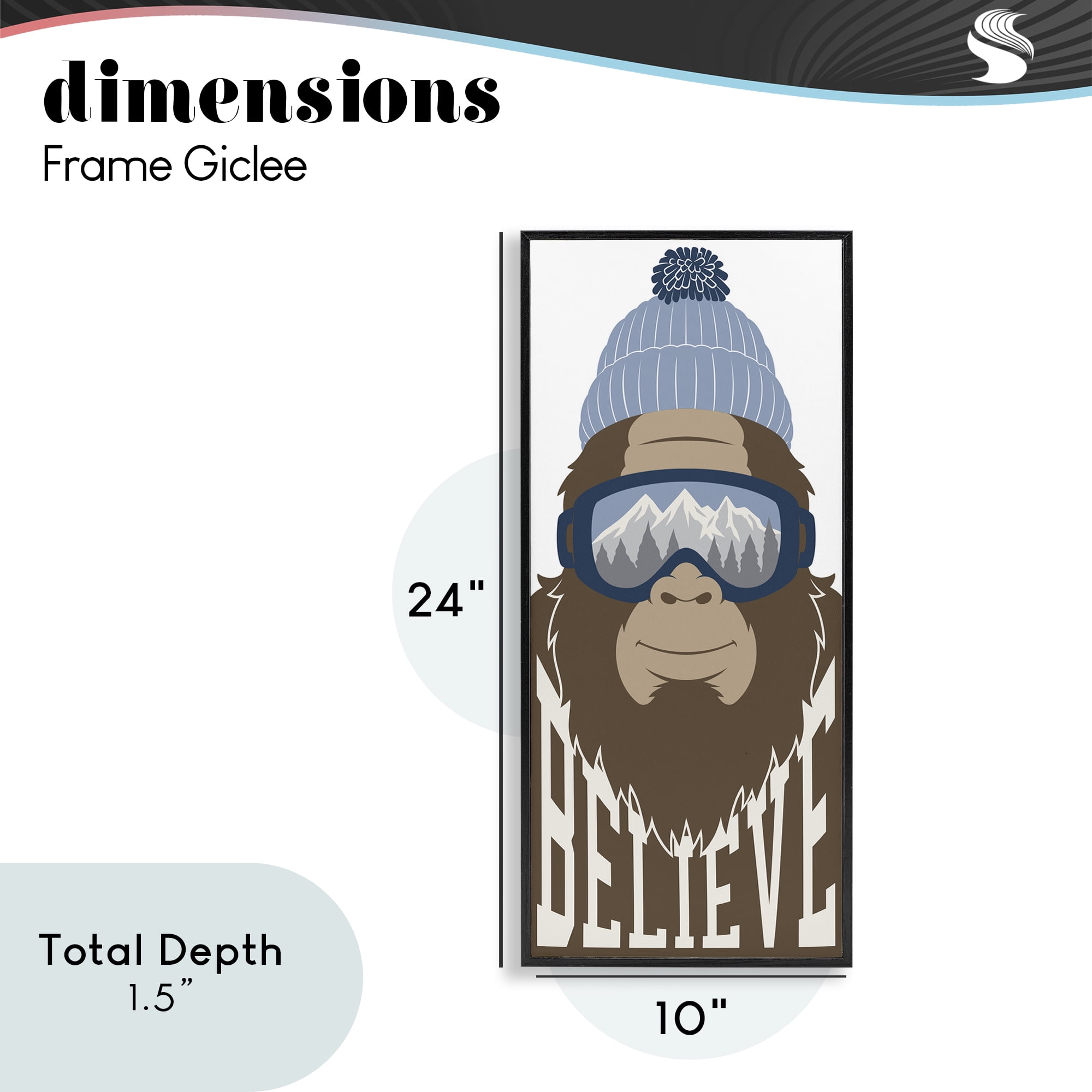 Believe Winter Bigfoot Black Framed Giclee Art, design by Marcus Prime